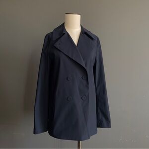 Harris Wharf London Navy Coat Minimal Italian Quiet Luxury A-Line Chic Academia